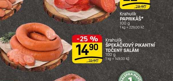 ŠPEKÁČKOVÝ PIKANTNÍ TOČENÝ SALÁM 100 g 