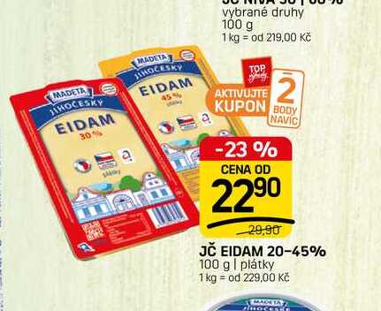JČ EIDAM 20-45% 100 g | plátky