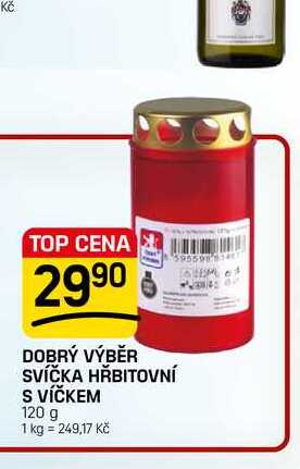 DOBRÝ VÝBĚR SVÍČKA HŘBITOVNÍ S VÍČKEM 120g