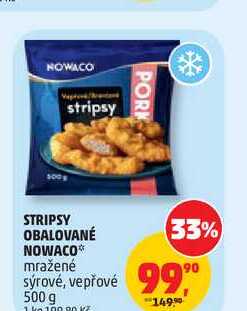 NOWACO STRIPSY OBALOVANÉ mražené sýrové, vepřové 500 g