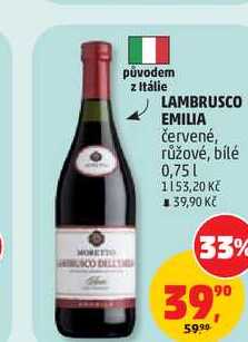 LAMBRUSCO EMILIA červené, růžové, bílé 0,75l