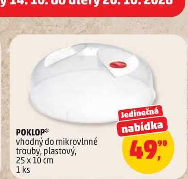 POKLOP vhodný do mikrovlnné trouby, plastový, 25 x 10 cm