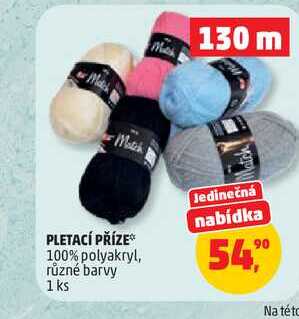 PLETACÍ PŘÍZE 100% polyakryl, různé barvy 