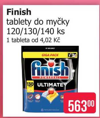 Finish tablety do myčky 120/130/140 ks