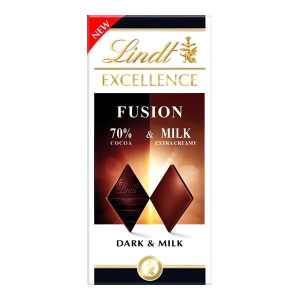 Lindt Excellence Fusion Hořká 70 % & Mléčná čokoláda
