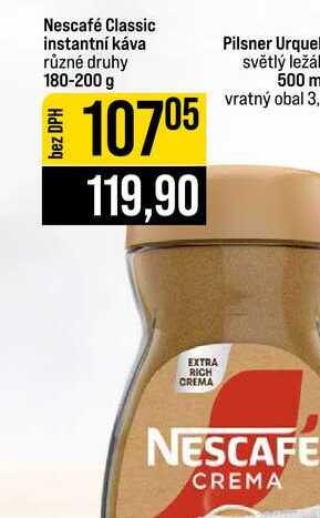 Nescafé Classic instantní káva různé druhy 180-200 g