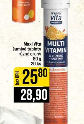 Maxi Vita šumivé tablety různé druhy 80 g 20 JIP