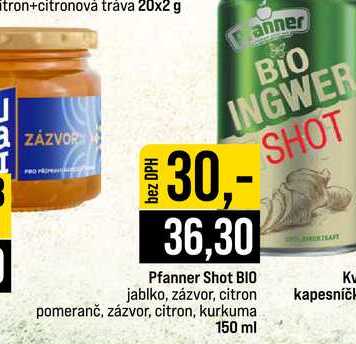 Pfanner Shot BIO jablko, zázvor, citron kapesníčk 150 ml