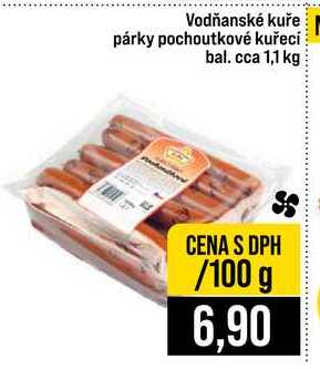 Vodňanské kuře párky pochoutkové kuřecí bal. cca 1,1 kg 100g