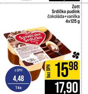Zott Srdíčko pudink čokoláda+vanilka 4x125 g