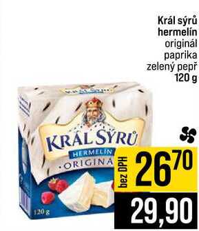 Král sýrů hermelín originál paprika zelený pepř 120 g 