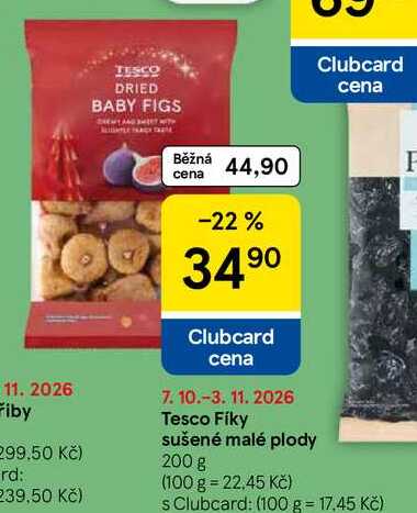 Tesco Fíky sušené malé plody, 200 g  