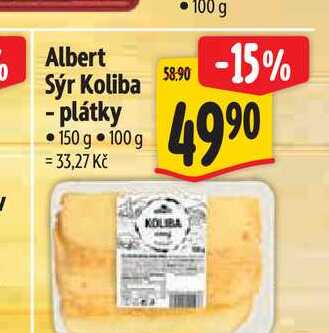 Albert Sýr Koliba - plátky 150 g  