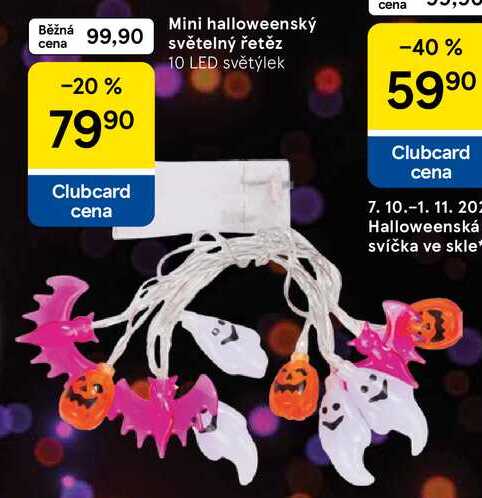 Mini halloweenský světelný řetěz, 10 LED světýlek