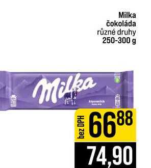 Milka čokoláda různé druhy 250-300 g  