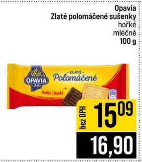 Opavia Zlaté polomáčené sušenky hořké mléčné 100 g 