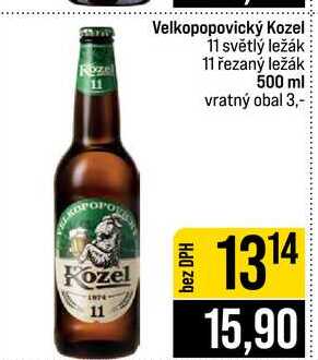 Velkopopovický Kozel 11 světlý ležák 11 řezaný ležák 500 ml