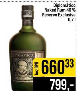 Diplomático Naked Rum 40 % Reserva Exclusiva 0,7l