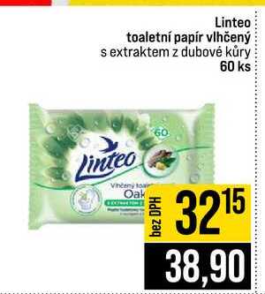 Linteo toaletní papír vlhčený s extraktem z dubové kůry 60 ks