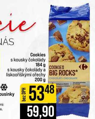 Cookies s kousky čokolády 184 g s kousky čokolády a lískooříškými ořechy 200 g 