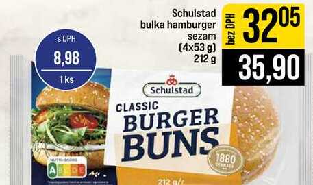 Schulstad bulka hamburger sezam 4x53 g 212 g