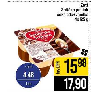 Zott Srdíčko pudink čokoláda+vanilka 4x125 g 