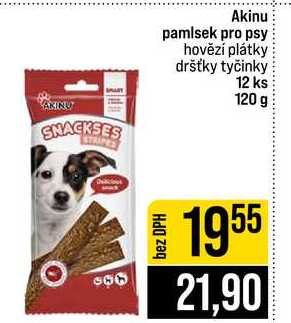 Akinu pamlsek pro psy hovězí plátky dršťky tyčinky 12 ks 120 g