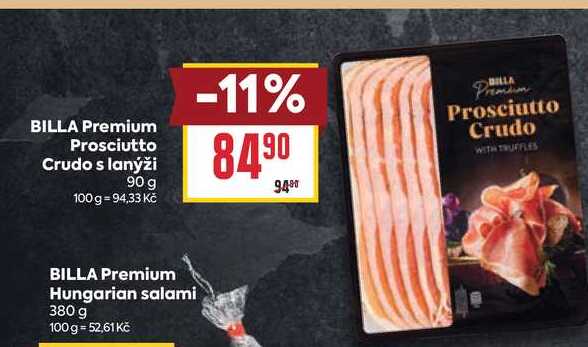BILLA Premium Prosciutto Crudo s lanýži 90 g