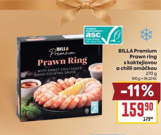 BILLA Premium Prawn ring s koktejlovou a chilli omáčkou 270 g 