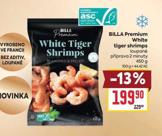 BILLA Premium White tiger shrimps 450 g 