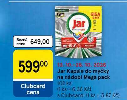 Jar Kapsle do myčky na nádobí Mega pack, 102 ks Tesco