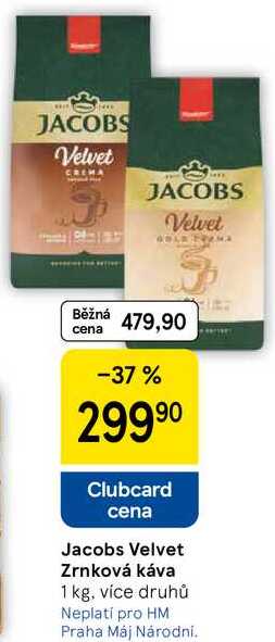 Jacobs Velvet Zrnková káva, 1 kg, více druhů
