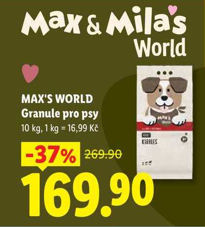MAX'S WORLD Granule pro psy, 10 kg