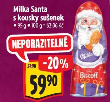 Milka Santa s kousky sušenek, 95 g