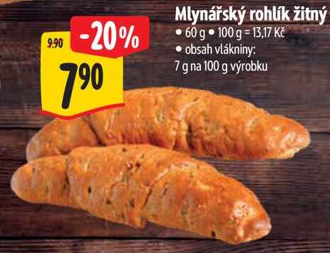Mlynářský rohlík žitný, 60 g