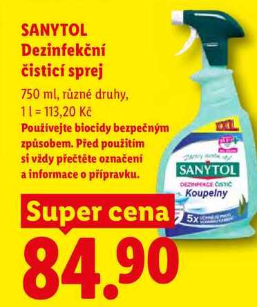 SANYTOL Dezinfekční čisticí sprej, 750 ml, různé druhy