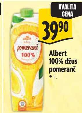 Albert 100% džus pomeranč, 1 l