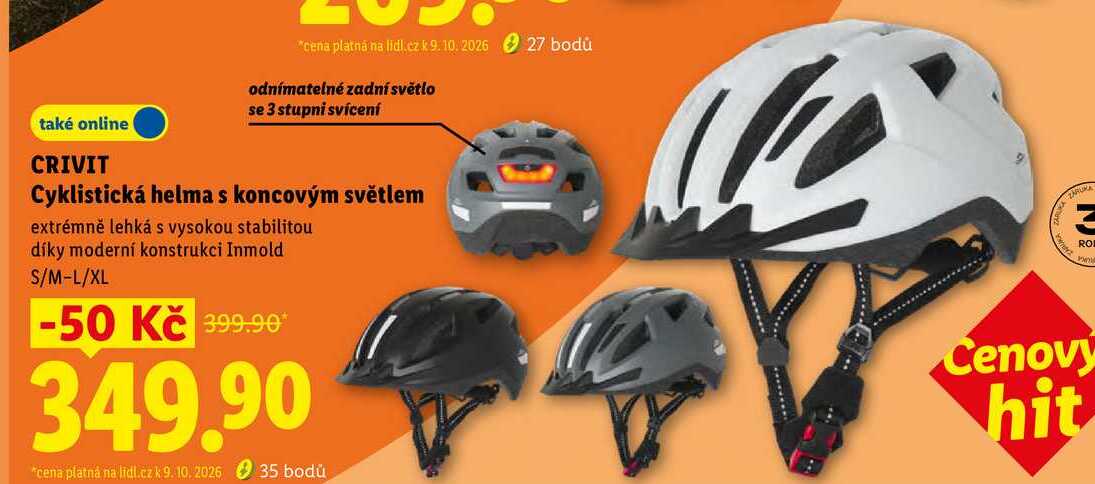 CRIVIT Cyklistická helma s koncovým světlem