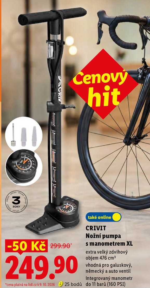 CRIVIT Nožní pumpa s manometrem XL