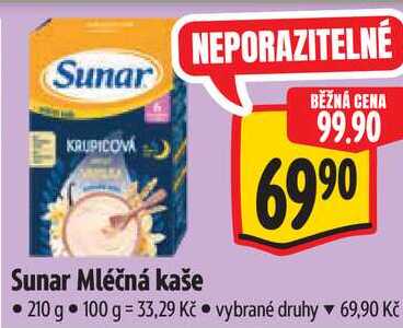 Sunar Mléčná kaše, 210 g