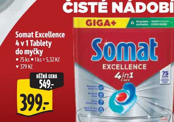 Somat Excellence 4 v 1 Tablety do myčky  75 ks Albert