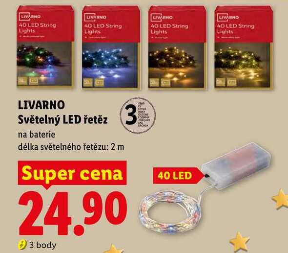 LIVARNO Světelný LED řetěz, na baterie