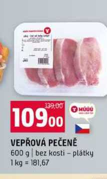VEPŘOVÁ PEČENĚ 600 g bez kosti plátky 