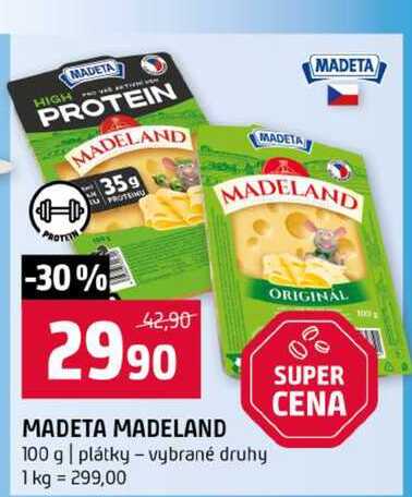 MADETA MADELAND 100 g plátky vybrané druhy
