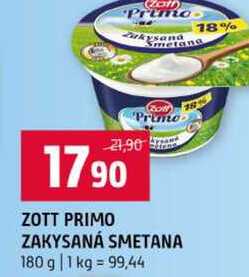 ZOTT PRIMO ZAKYSANÁ SMETANA 180 g