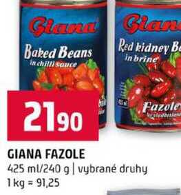GIANA FAZOLE 425 ml/240 g vybrané druhy