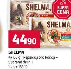 SHELMA 4x 85 g kapsičky pro kočky vybrané druhy