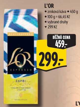 L'OR zrnková káva, 450 g