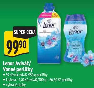 Lenor Aviváž/Vonné perličky, 59 dávek aviváž/150 g perličky 