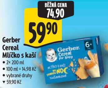 Gerber Cereal Mlíčko s kaší, 2x 200 ml Albert